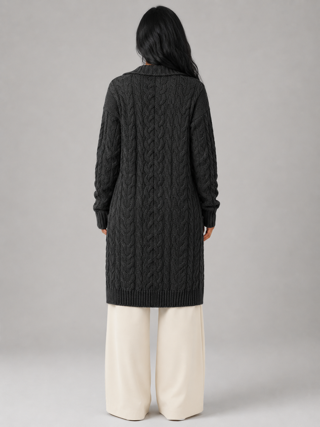 Marisenne | Cardigan Long Torsadé à Capuche pour Femme