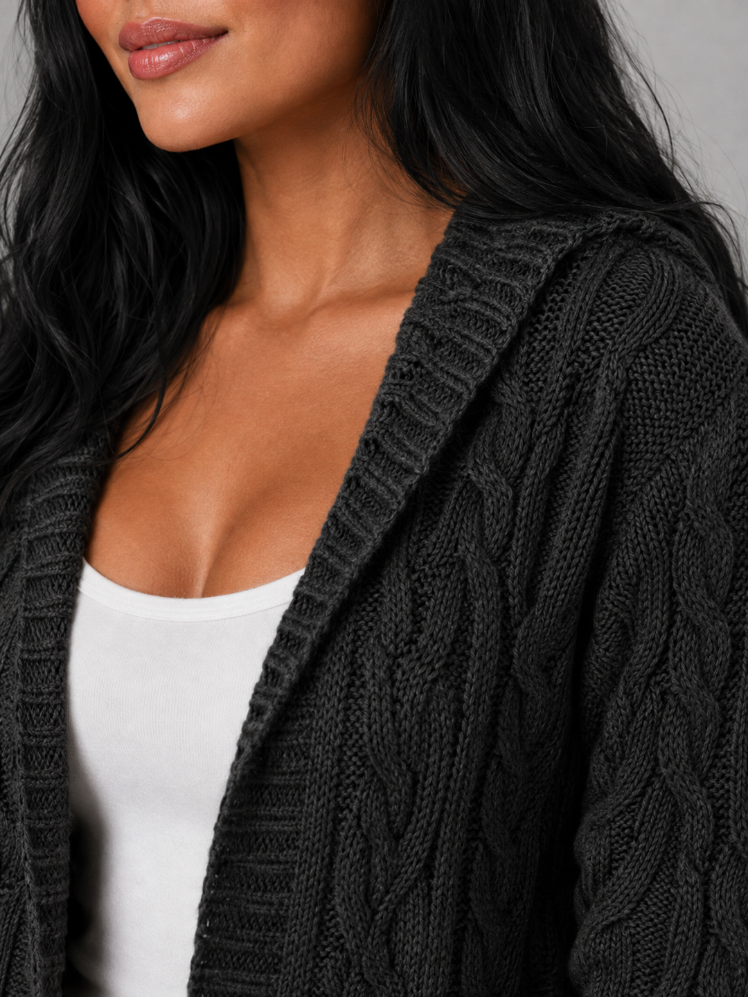Marisenne | Cardigan Long Torsadé à Capuche pour Femme