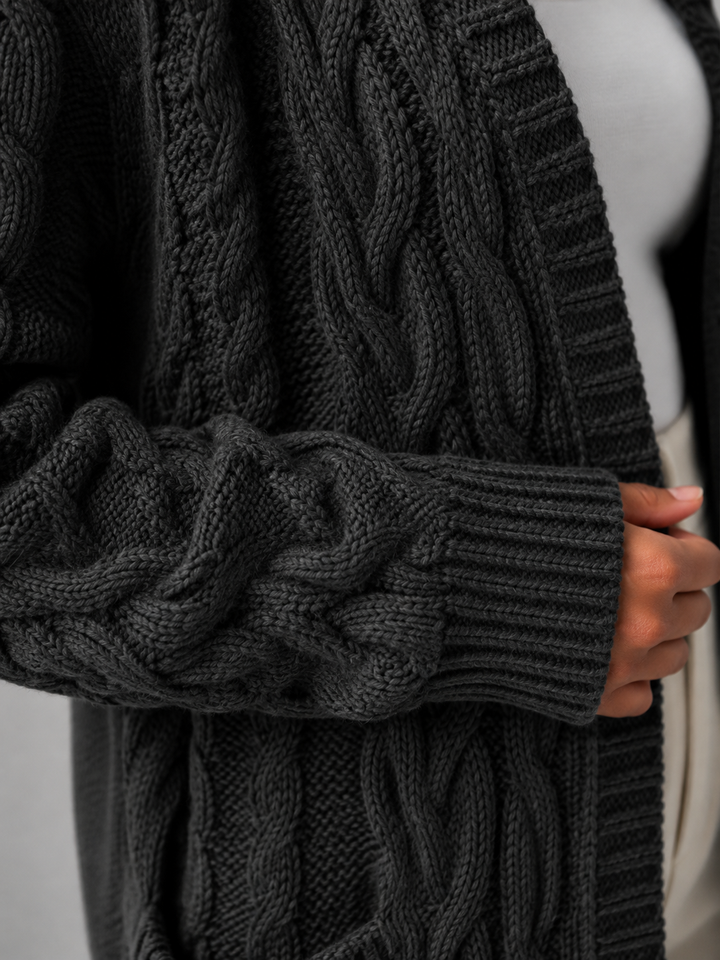 Marisenne | Cardigan Long Torsadé à Capuche pour Femme