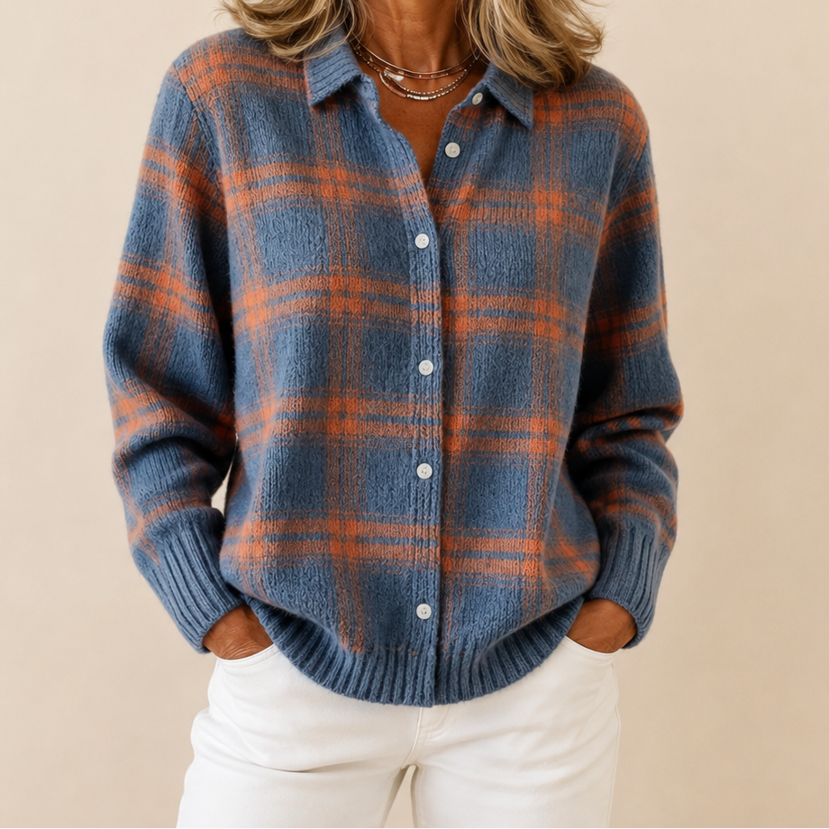 Blanchette | Pull Femme à Carreaux Col Structuré