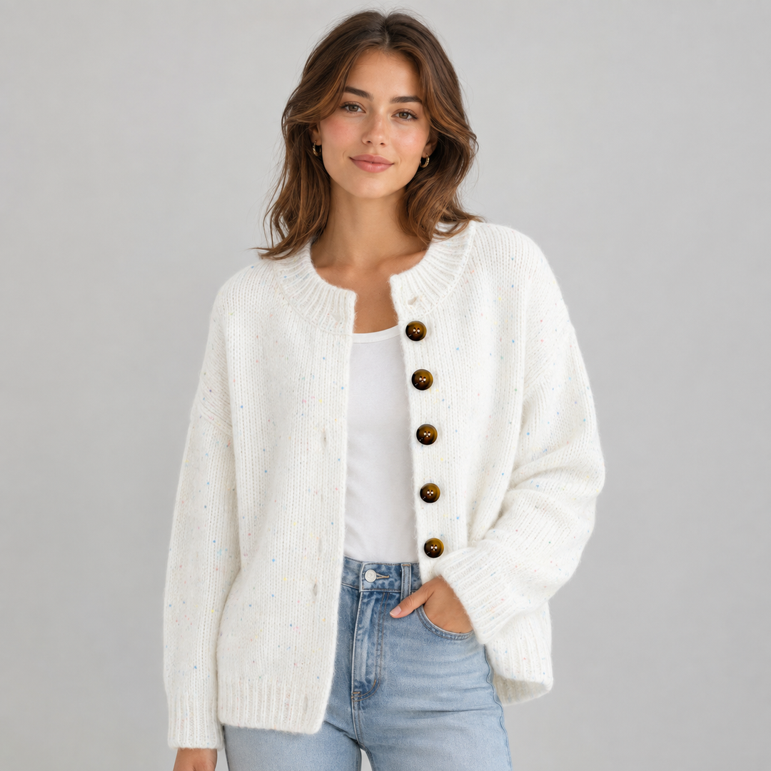 Wilhelmina | Cardigan en Maille Duveteuse à Boutons