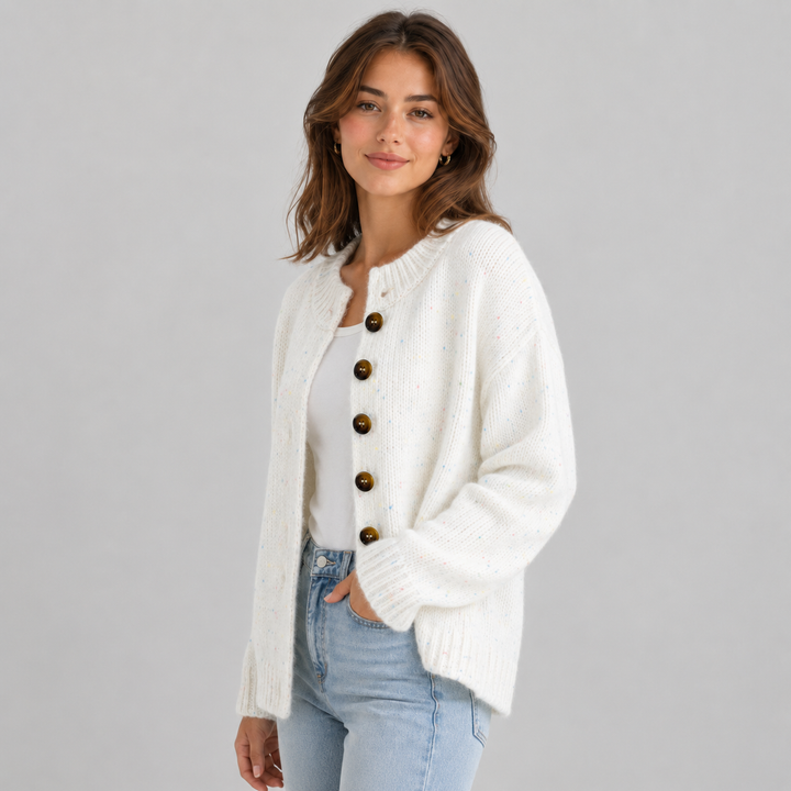Wilhelmina | Cardigan en Maille Duveteuse à Boutons