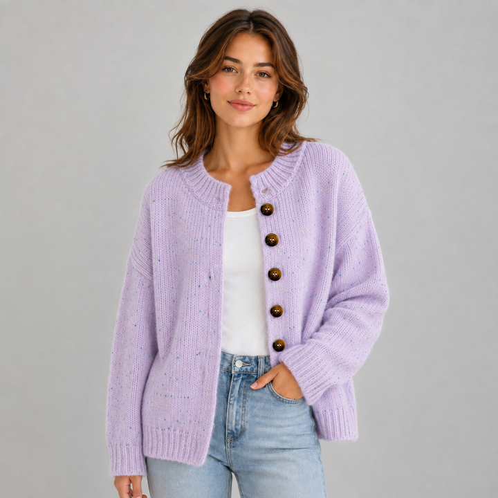Wilhelmina | Cardigan en Maille Duveteuse à Boutons