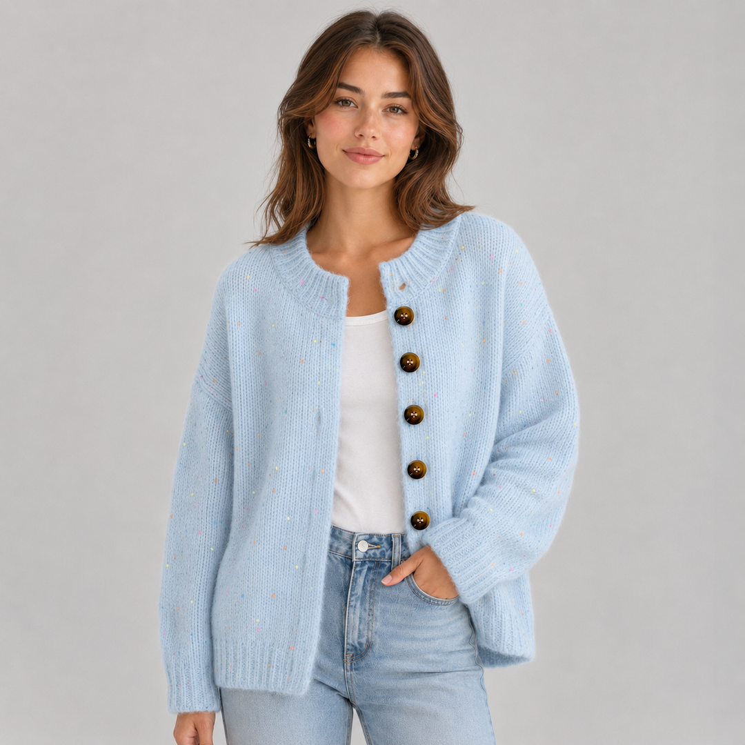 Wilhelmina | Cardigan en Maille Duveteuse à Boutons