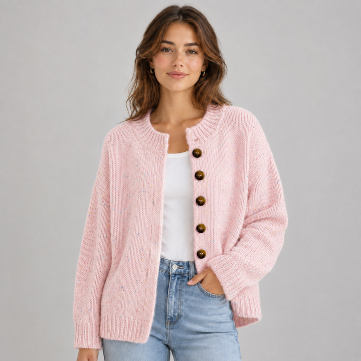 Wilhelmina | Cardigan en Maille Duveteuse à Boutons