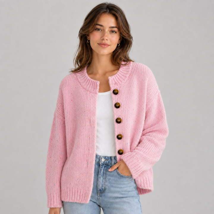 Wilhelmina | Cardigan en Maille Duveteuse à Boutons
