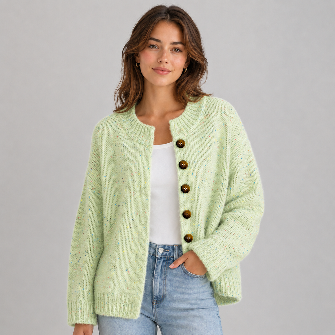 Wilhelmina | Cardigan en Maille Duveteuse à Boutons