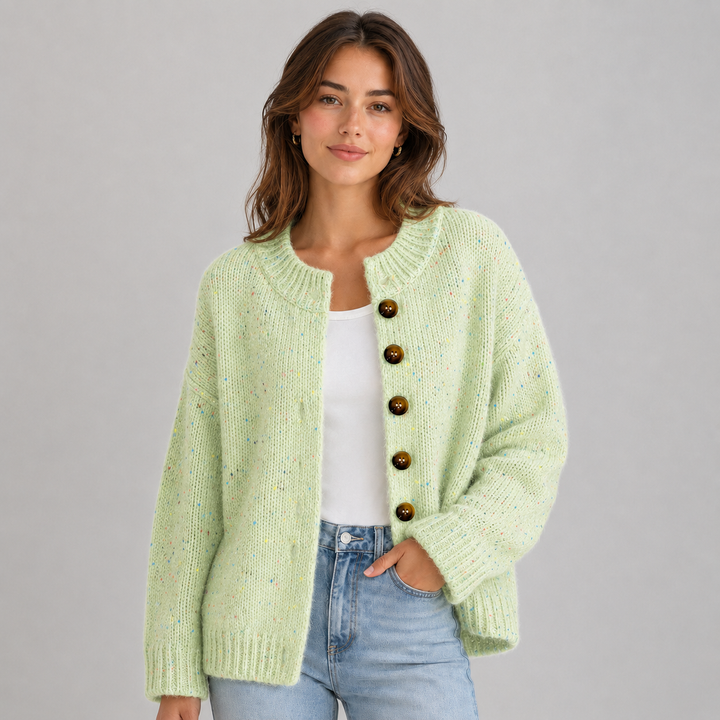 Wilhelmina | Cardigan en Maille Duveteuse à Boutons