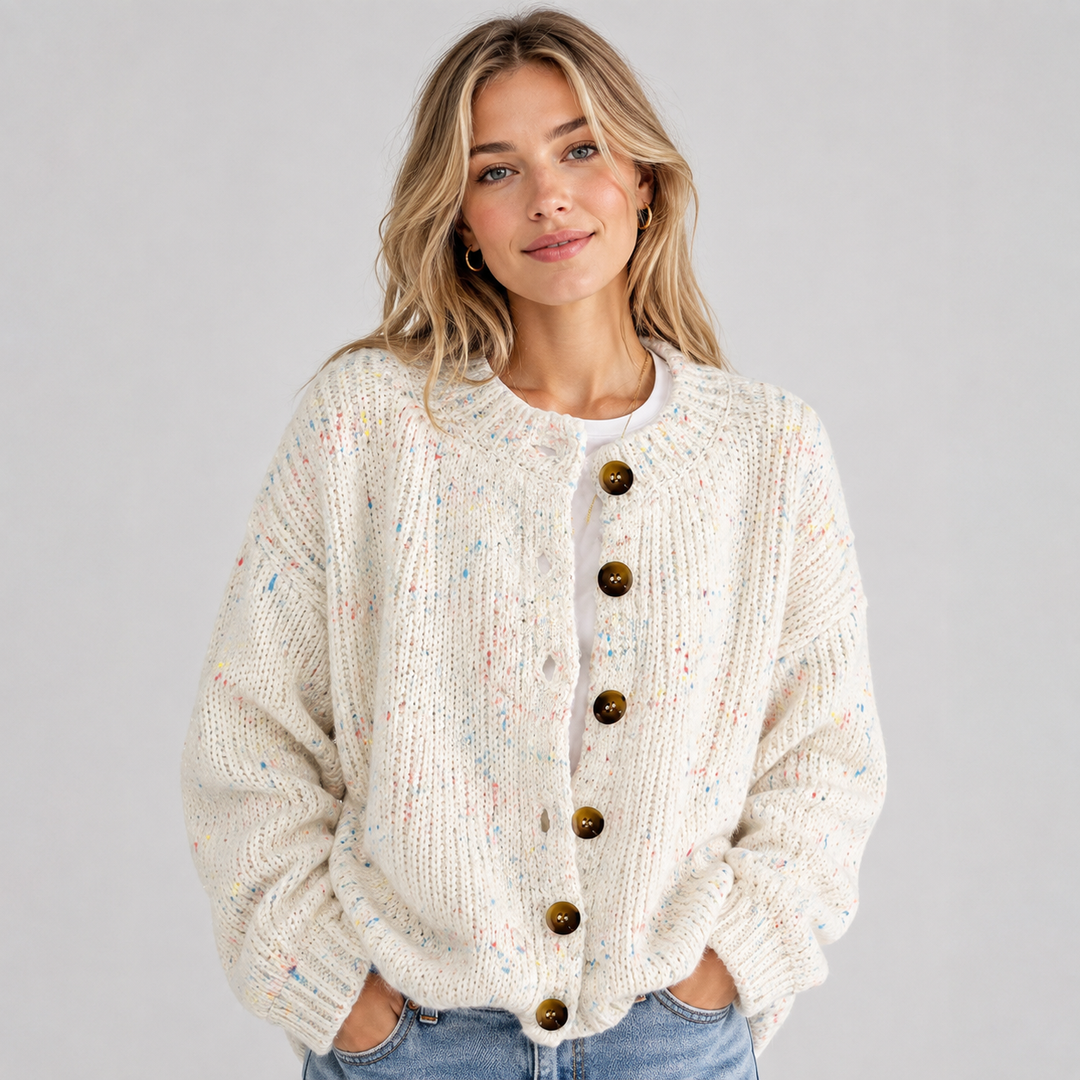 Wilhelmina | Cardigan en Maille Duveteuse à Boutons