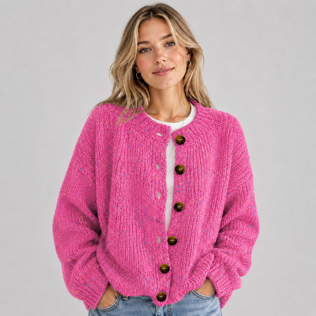 Wilhelmina | Cardigan en Maille Duveteuse à Boutons