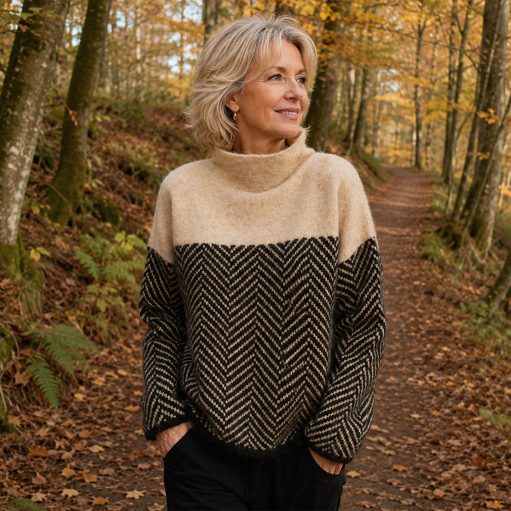 Margaux | Pull Graphique Femme à Motif Contrasté