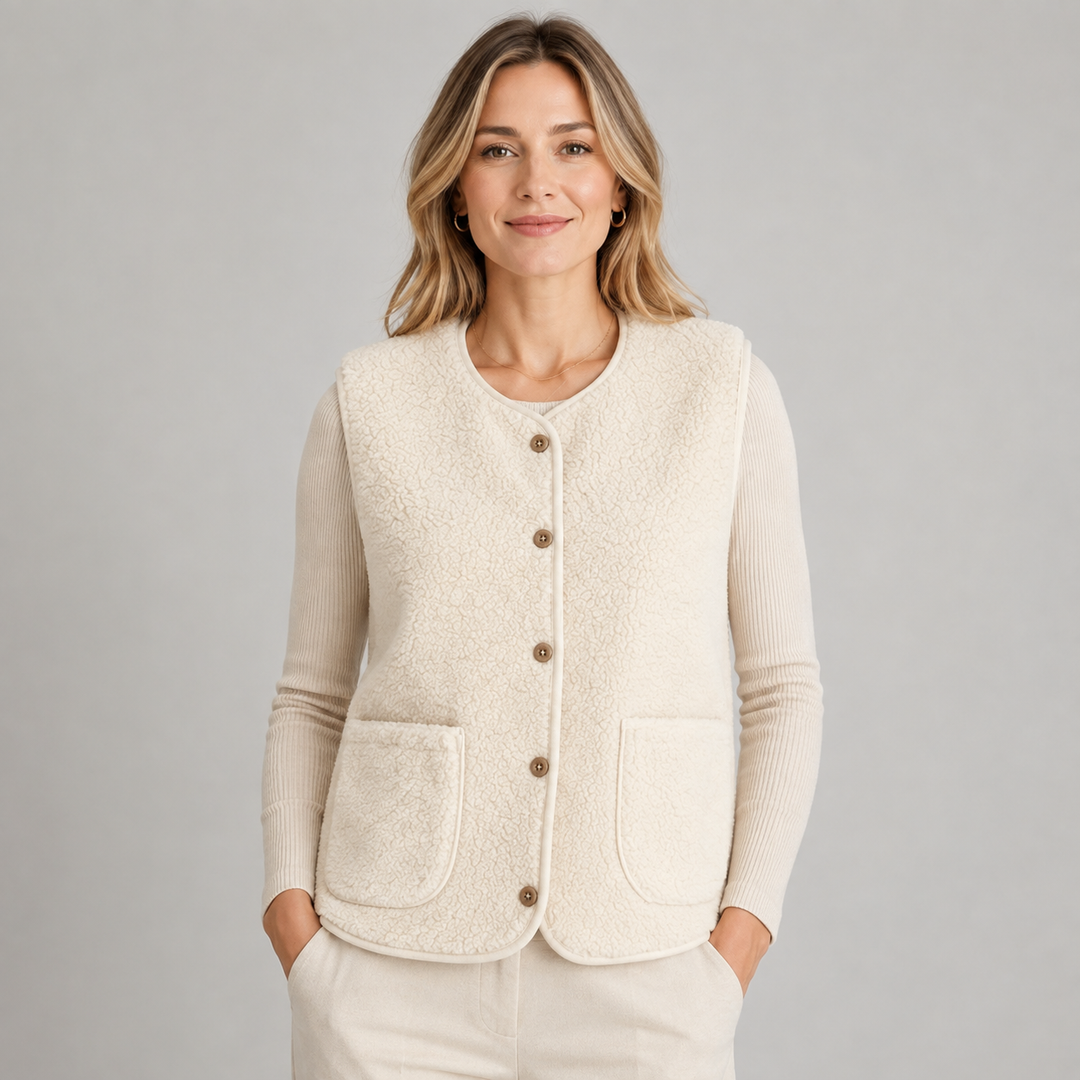 Bellamy | Gilet Sans Manches en Peluche à Boutons