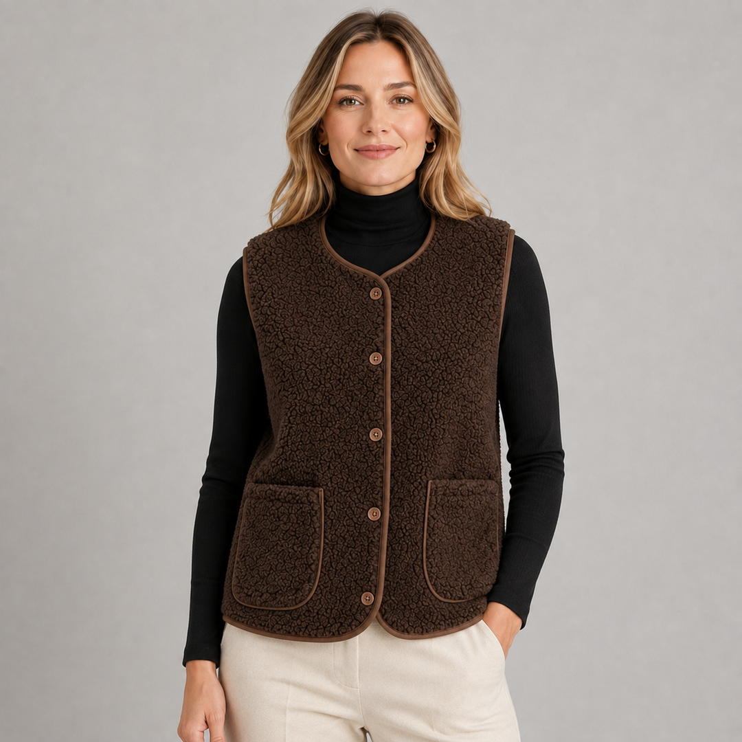 Bellamy | Gilet Sans Manches en Peluche à Boutons