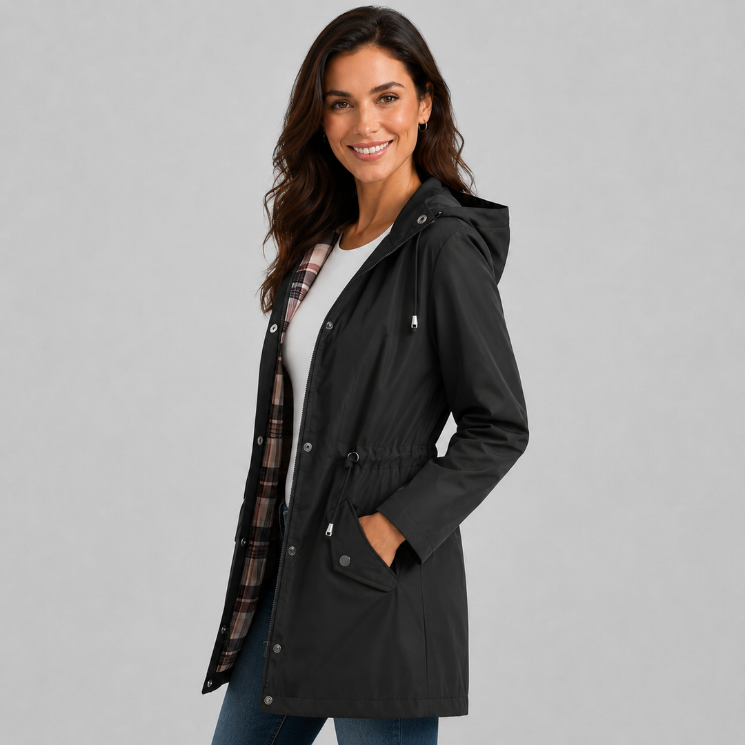 Cassandra | Imperméable à Capuche Doublé Carreaux