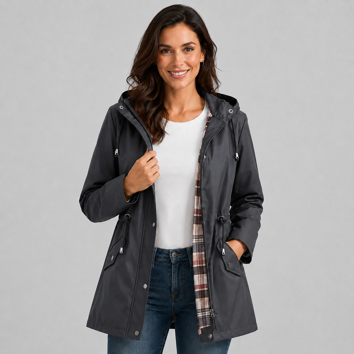 Cassandra | Imperméable à Capuche Doublé Carreaux
