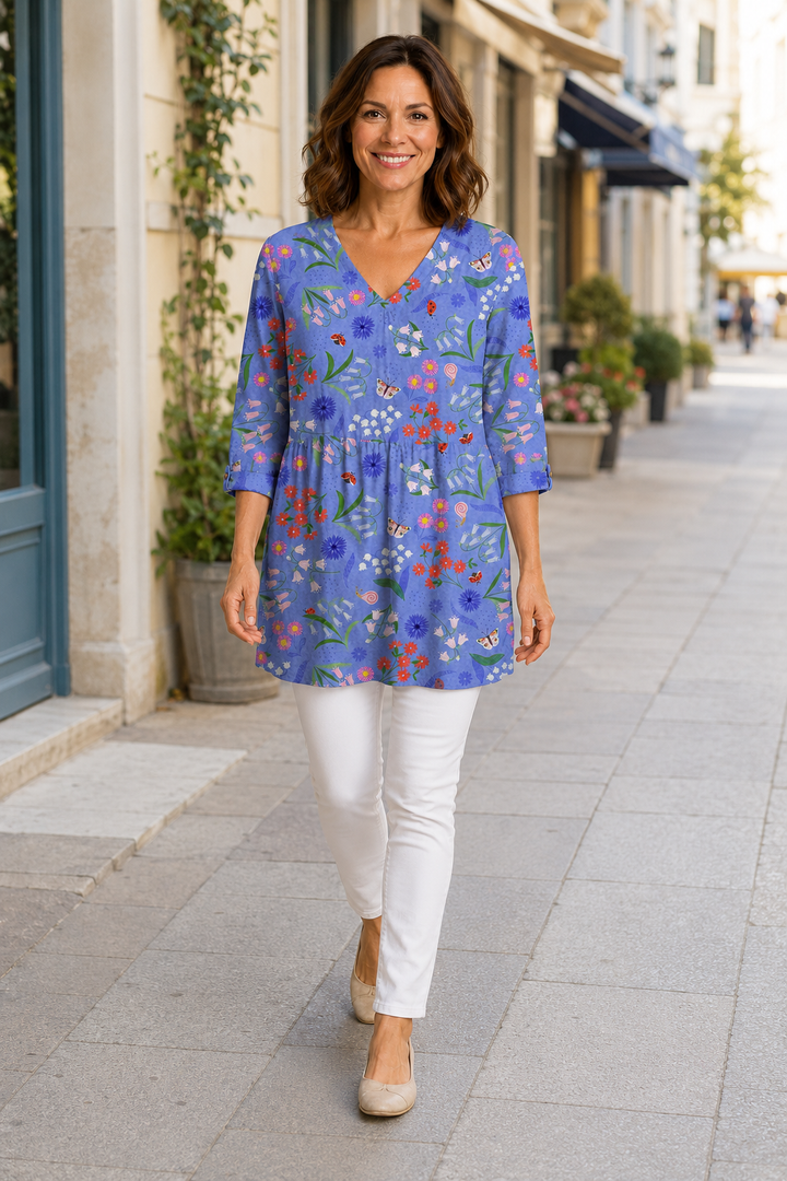 Calvienne | Blouse Femme à Imprimé Floral et Col en V