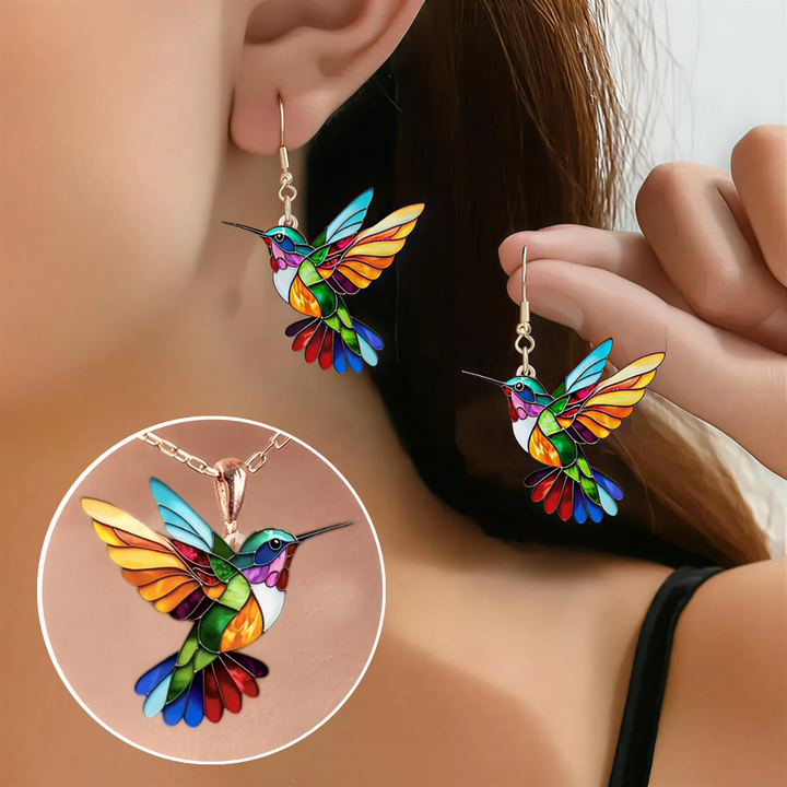Boucles d’oreilles Colibri avec collier assorti | Liora