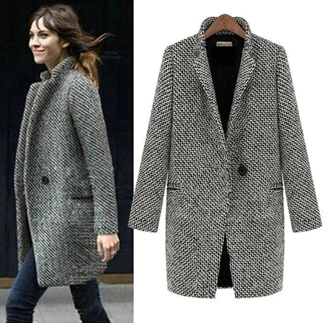 Manteau Femme Audrey | Mi-Long Pied-de-Poule