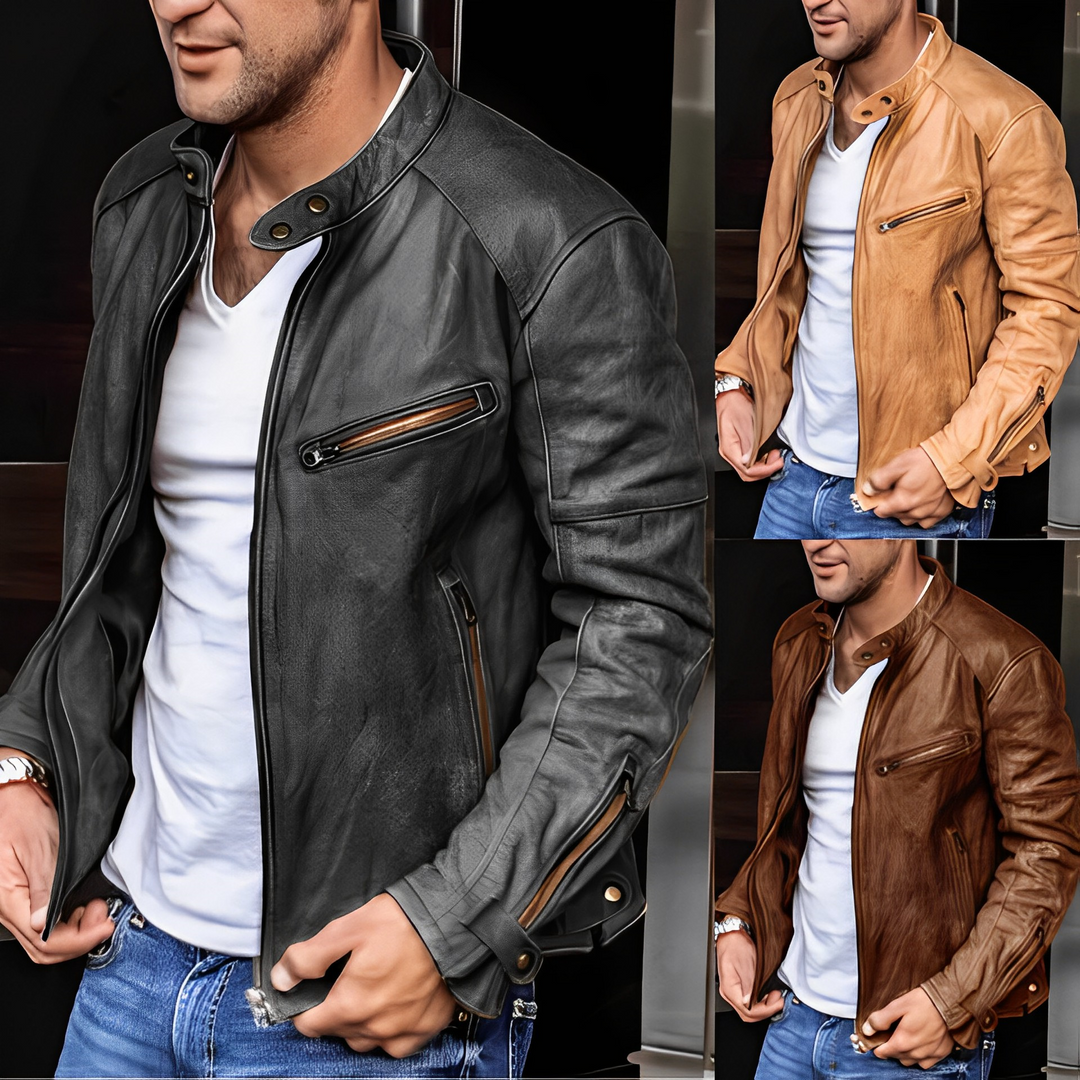 Blouson en cuir homme doublé multi-saison
