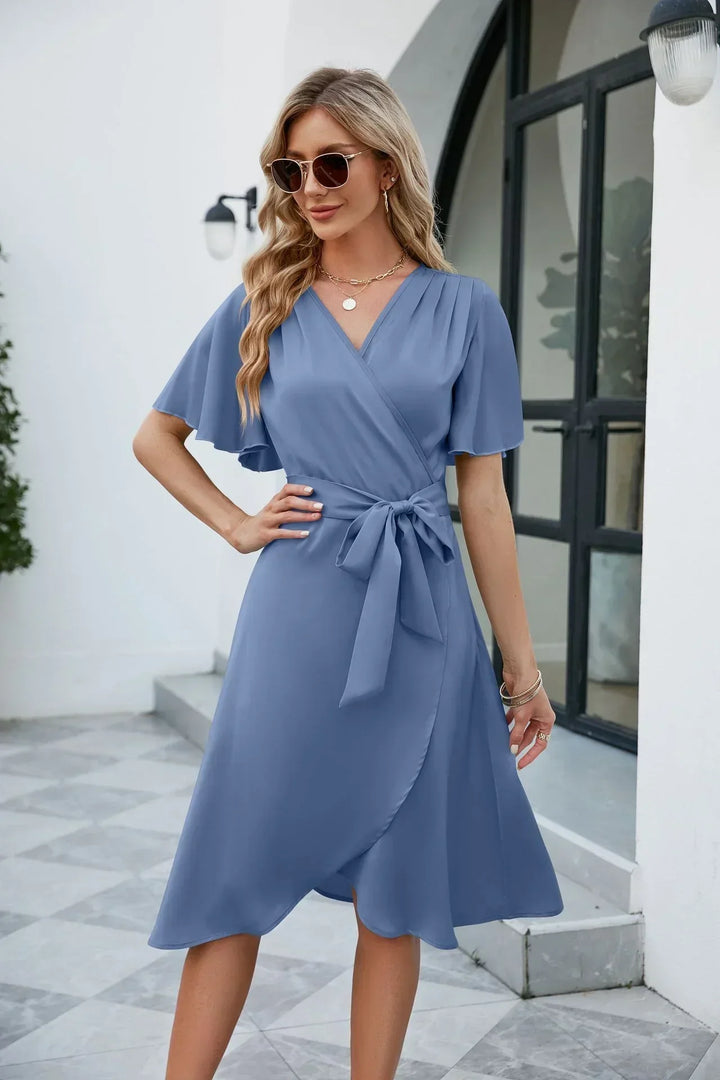 Robe fluide portefeuille femme élégante