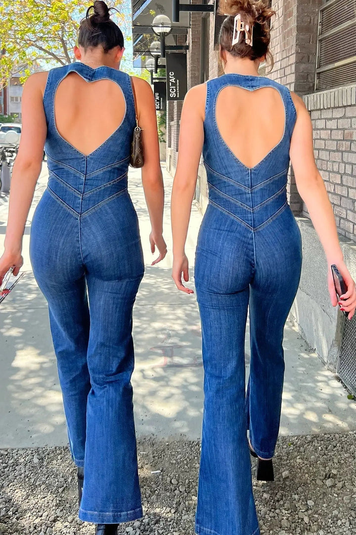 Combinaison en Denim Ajustée Style Décontracté et Vintage