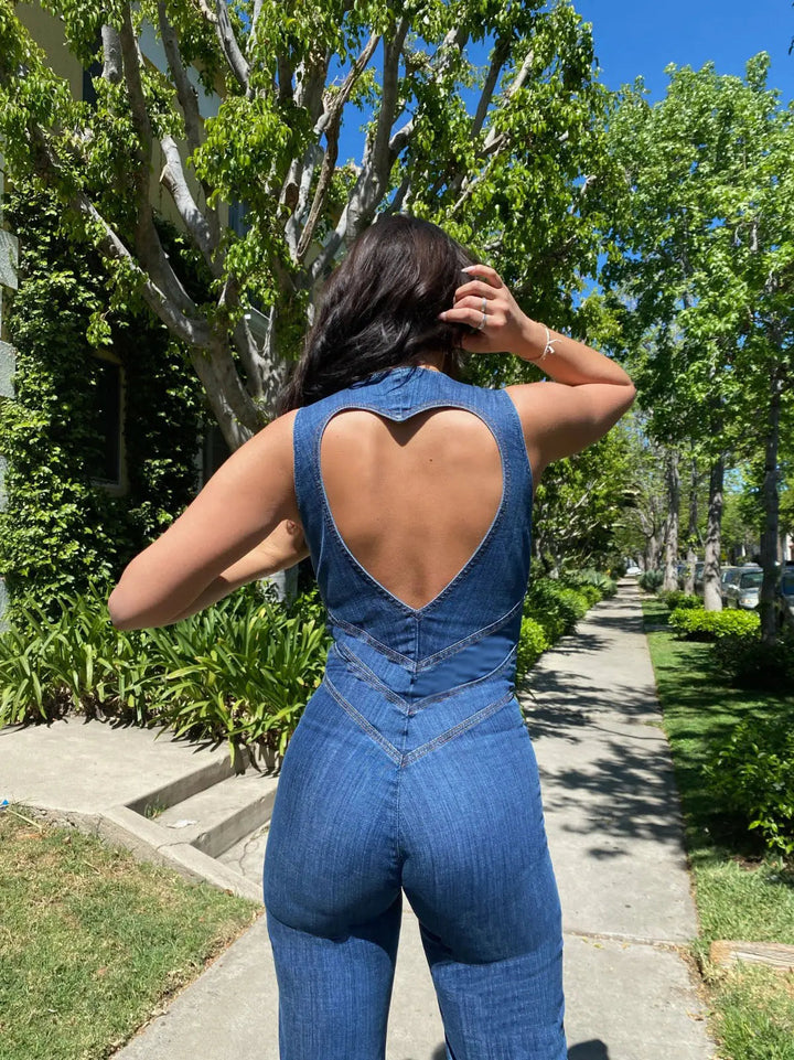 Combinaison en Denim Ajustée Style Décontracté et Vintage