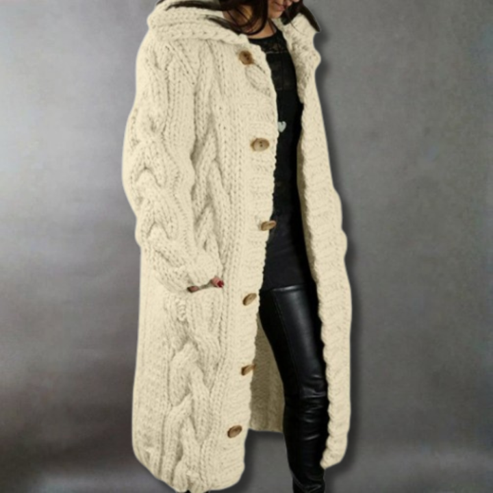 Manteau long élégant à boutons pour femme | Élodie
