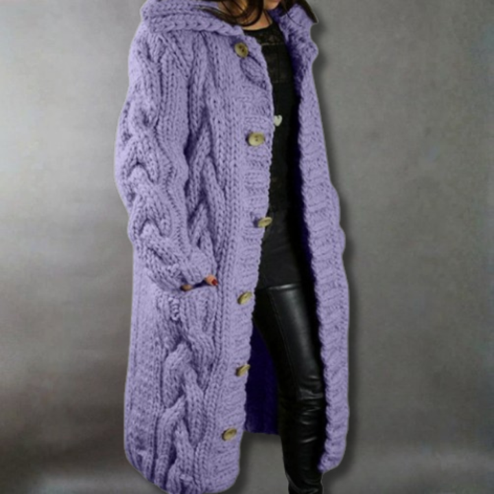 Manteau long élégant à boutons pour femme | Élodie