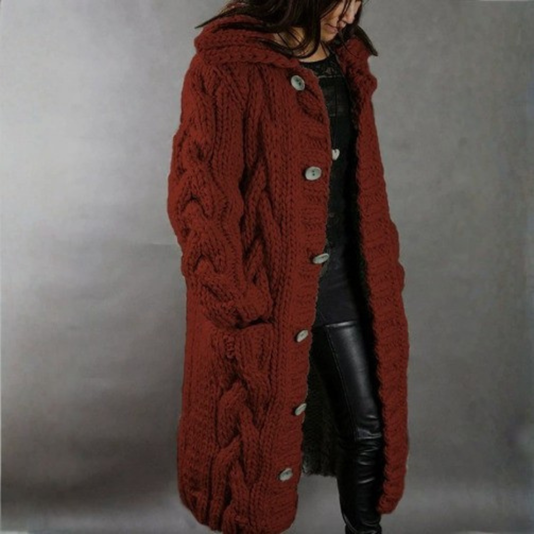Manteau long élégant à boutons pour femme | Élodie