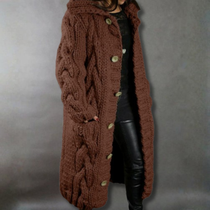 Manteau long élégant à boutons pour femme | Élodie