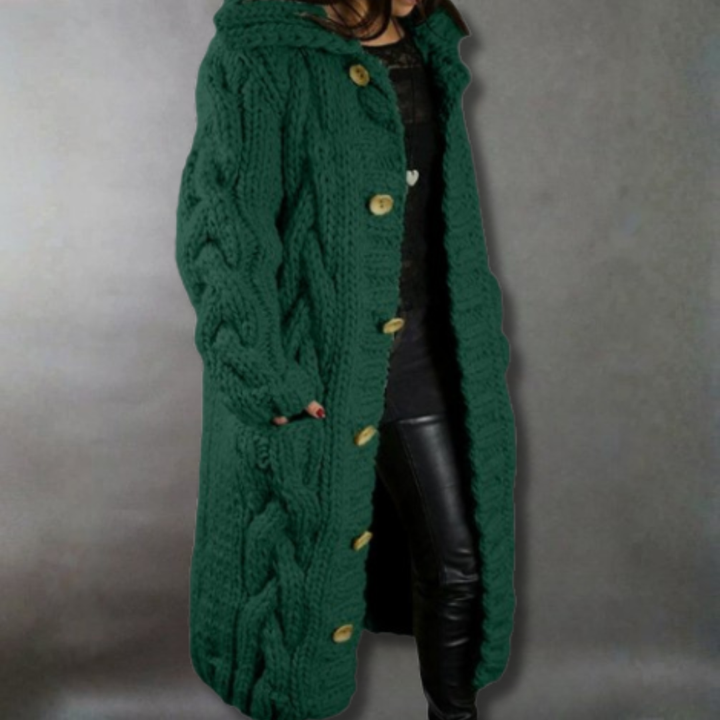 Manteau long élégant à boutons pour femme | Élodie