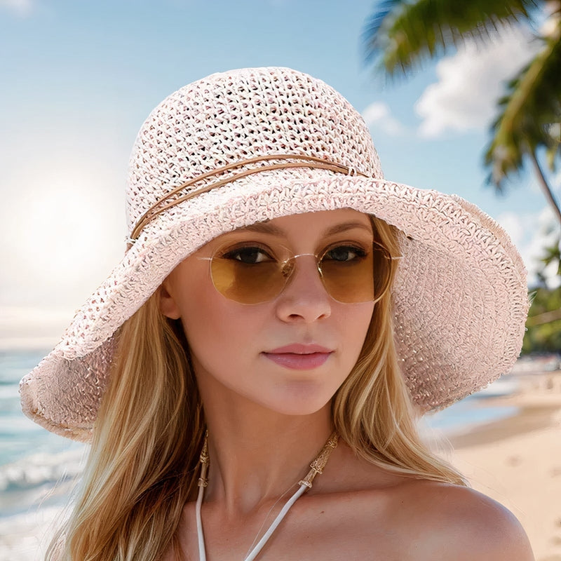 Chapeau de paille large bord pliable