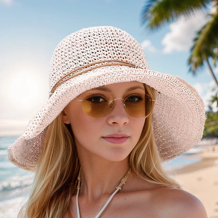 Chapeau de paille large bord pliable
