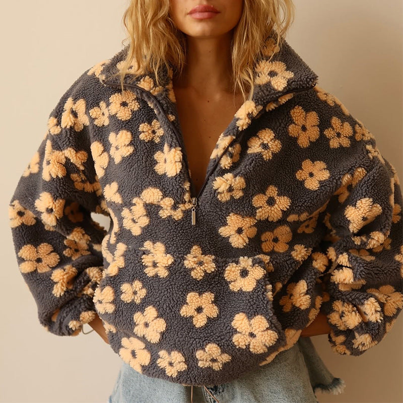 Pull Douillet Fleurs Boho Pour Femmes | Oversize
