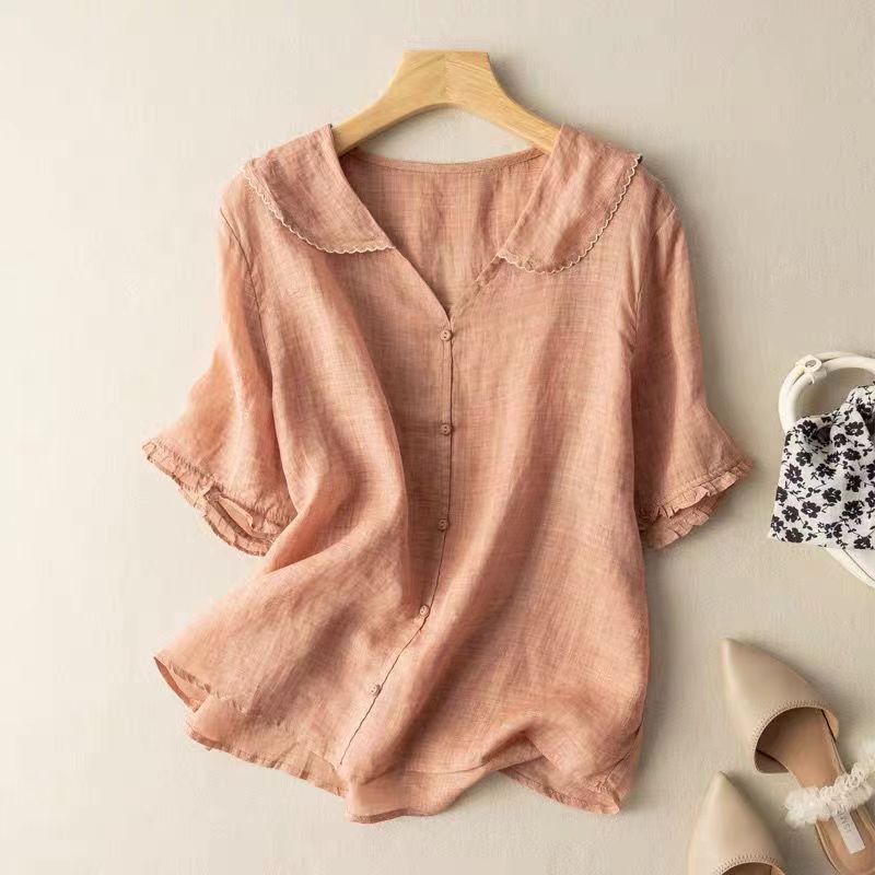 Blouse col festonné pour femme | Cléophée