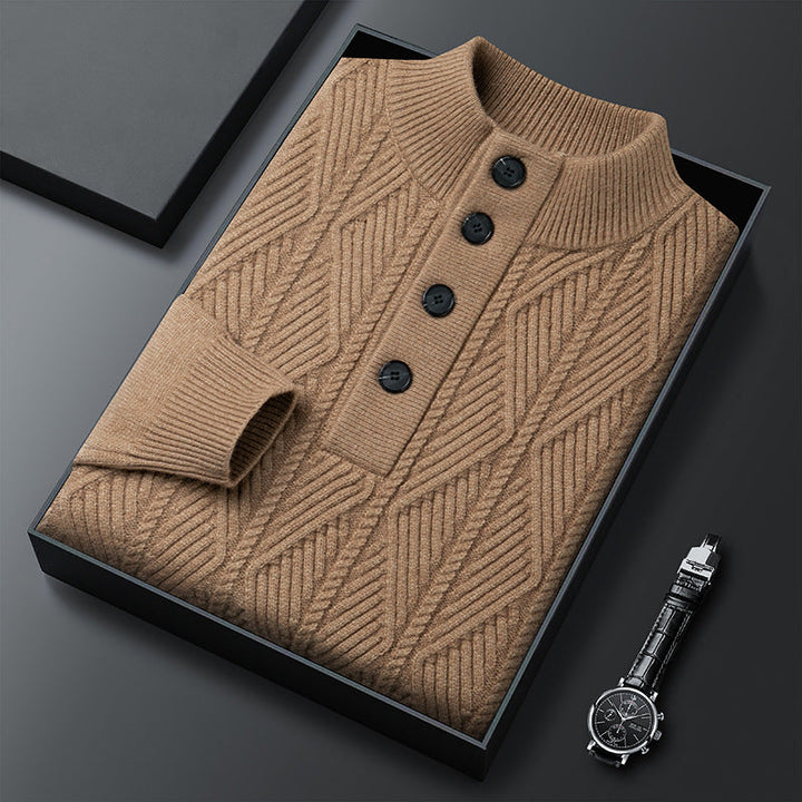 Pull Boutonné Texturé Pour Homme | Cedric