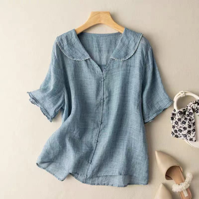 Blouse col festonné pour femme | Cléophée
