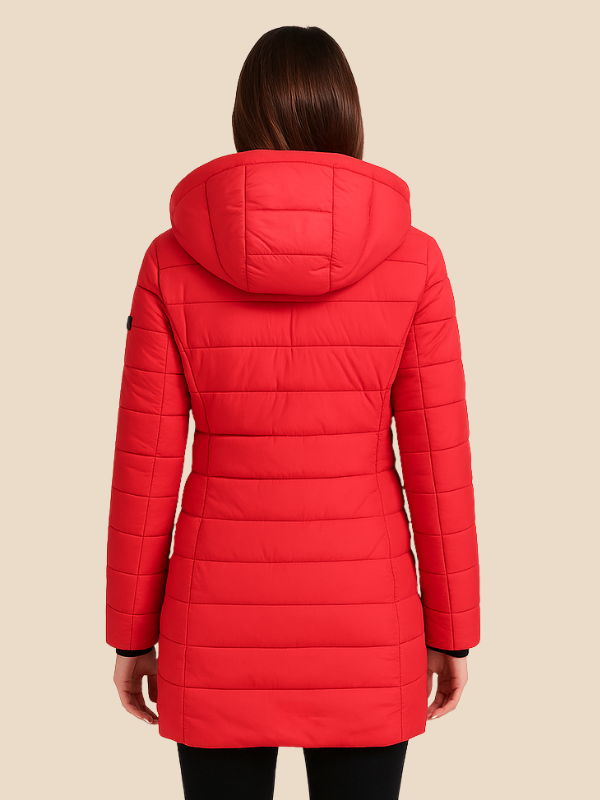 Célestine | Veste Matelassée Longue à Capuche et Zip