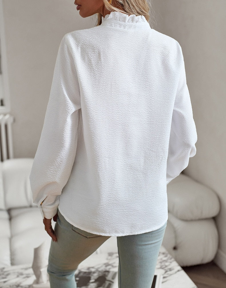 Chemise élégante à volants pour femme | Aurélina