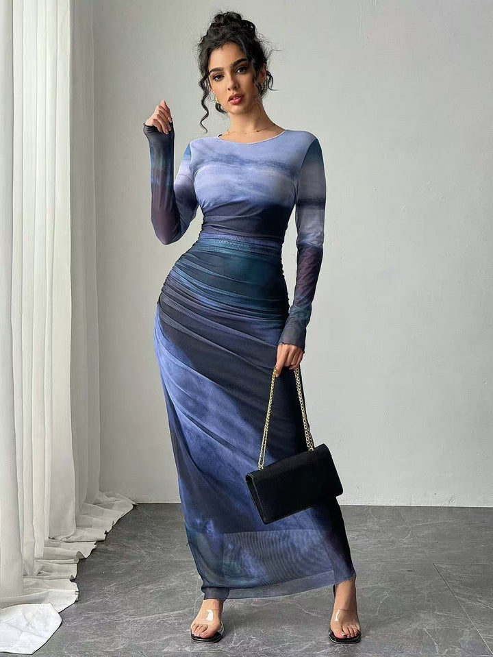 Robe Longue Ajustée Imprimée | Zelmira
