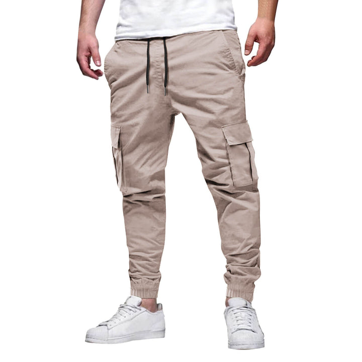 Pantalon cargo jogger homme coupe slim en coton stretch