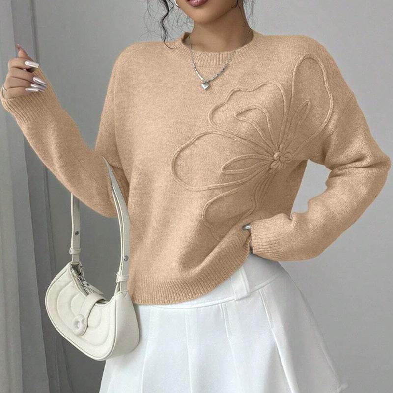 Pull motif floral en relief pour femme | Floréane