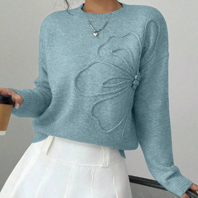 Pull motif floral en relief pour femme | Floréane