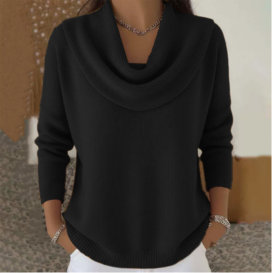 Pull élégant à col drapé pour femme | Sérélia