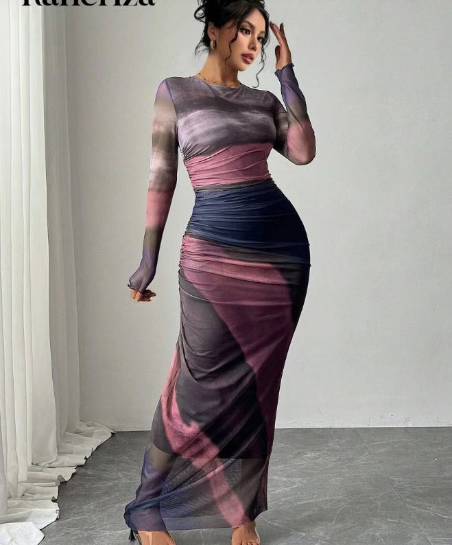 Robe Longue Ajustée Imprimée | Zelmira