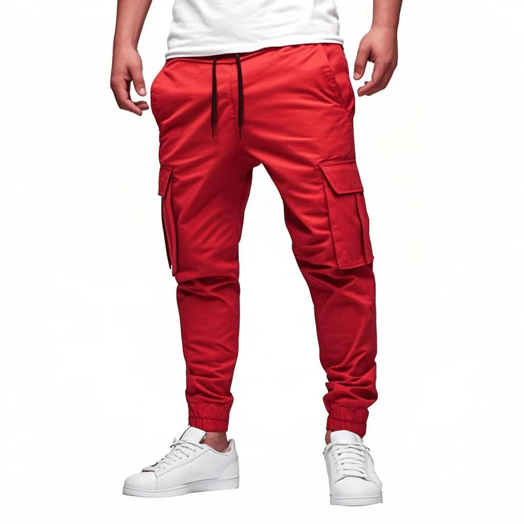 Pantalon cargo jogger homme coupe slim en coton stretch