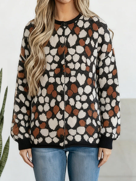 Vionelle | Cardigan à Motif Cœurs avec Boutons pour Femme