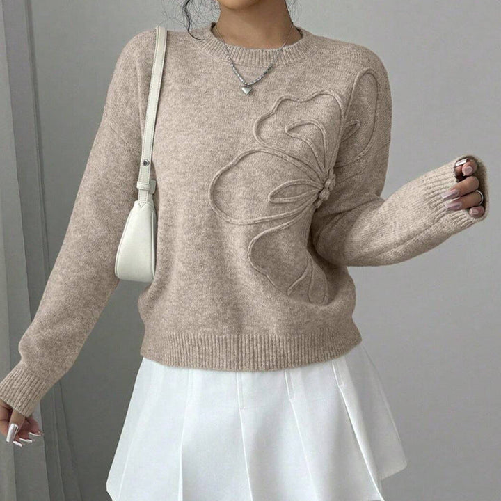 Pull motif floral en relief pour femme | Floréane