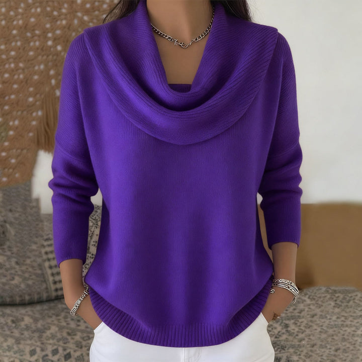 Pull élégant à col drapé pour femme | Sérélia
