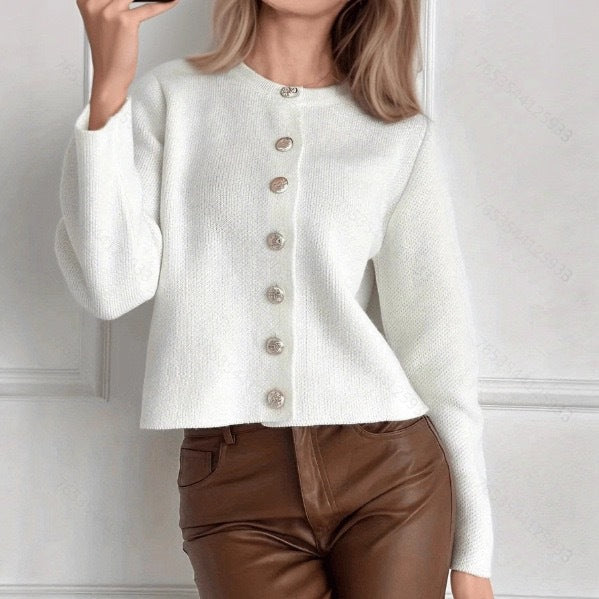 Sylvane | Cardigan Tricoté Court à Boutons pour Femmes